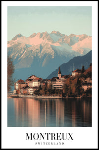Montreux Switzerland Travel Poster with Scenic Alpine Beauty PosterGoat
