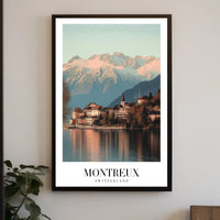 Montreux Switzerland Travel Poster with Scenic Alpine Beauty PosterGoat