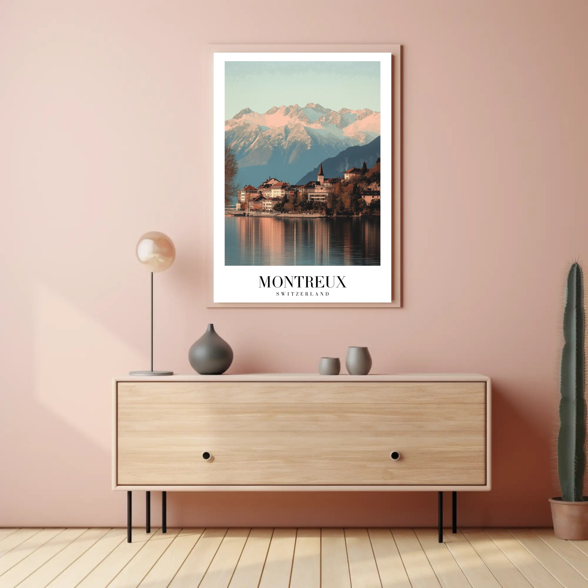 Montreux Switzerland Travel Poster with Scenic Alpine Beauty PosterGoat