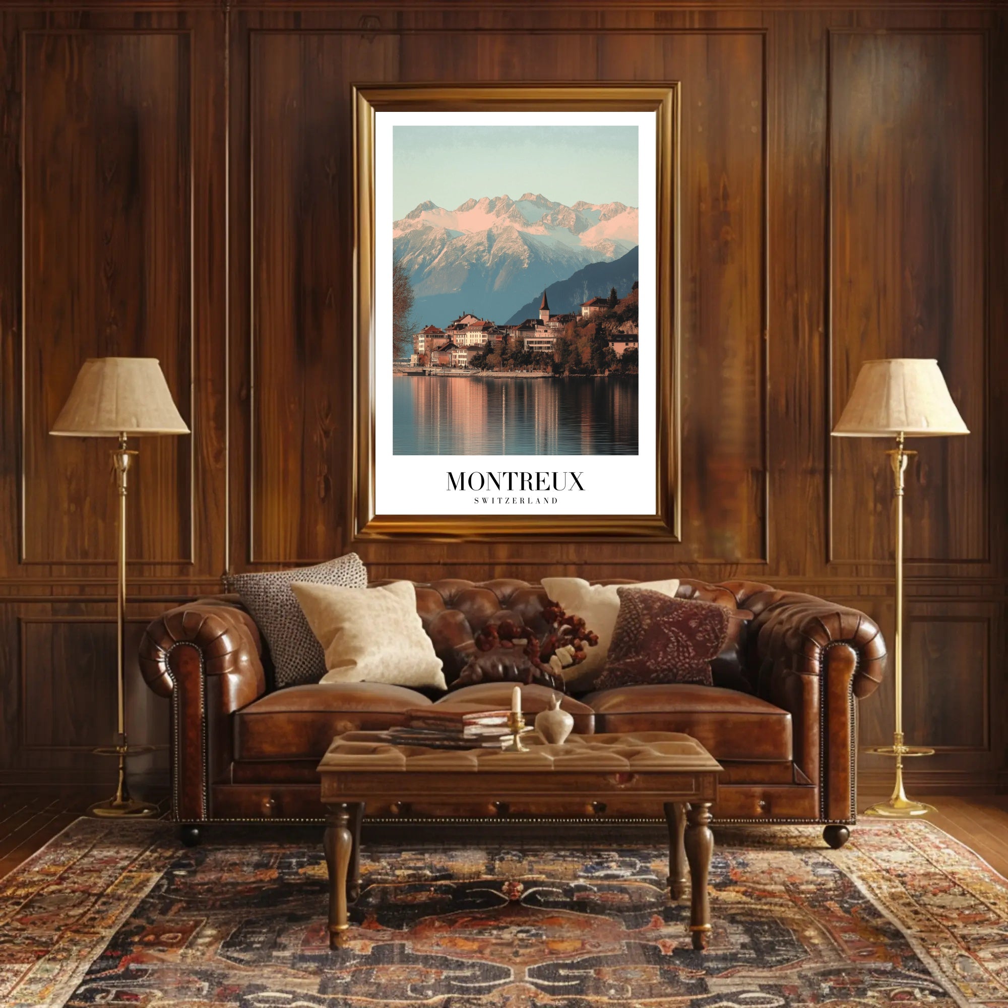 Montreux Switzerland Travel Poster with Scenic Alpine Beauty PosterGoat