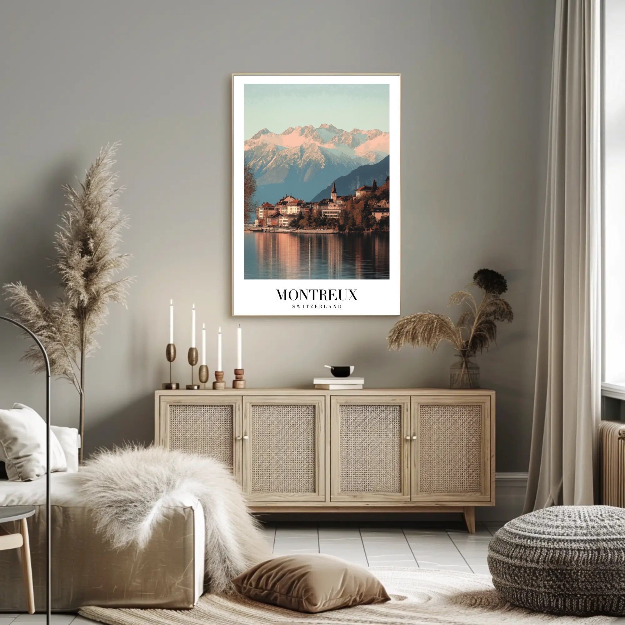 Montreux Switzerland Travel Poster with Scenic Alpine Beauty PosterGoat