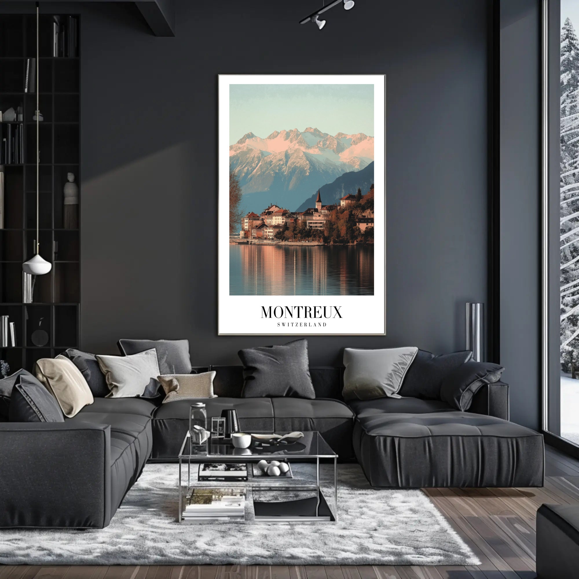 Montreux Switzerland Travel Poster with Scenic Alpine Beauty PosterGoat