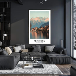 Montreux Switzerland Travel Poster with Scenic Alpine Beauty PosterGoat