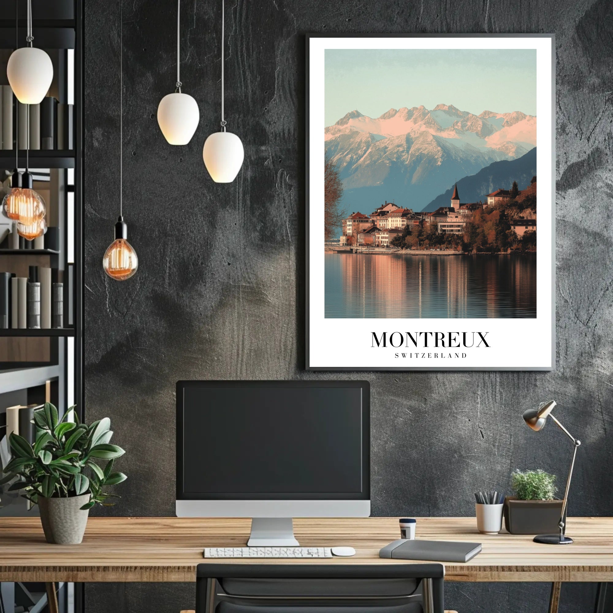 Montreux Switzerland Travel Poster with Scenic Alpine Beauty PosterGoat