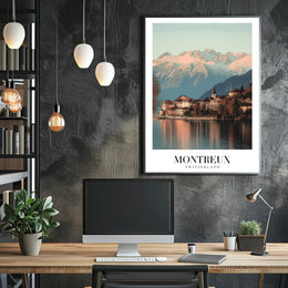 Montreux Switzerland Travel Poster with Scenic Alpine Beauty PosterGoat