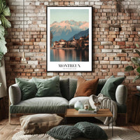 Montreux Switzerland Travel Poster with Scenic Alpine Beauty PosterGoat