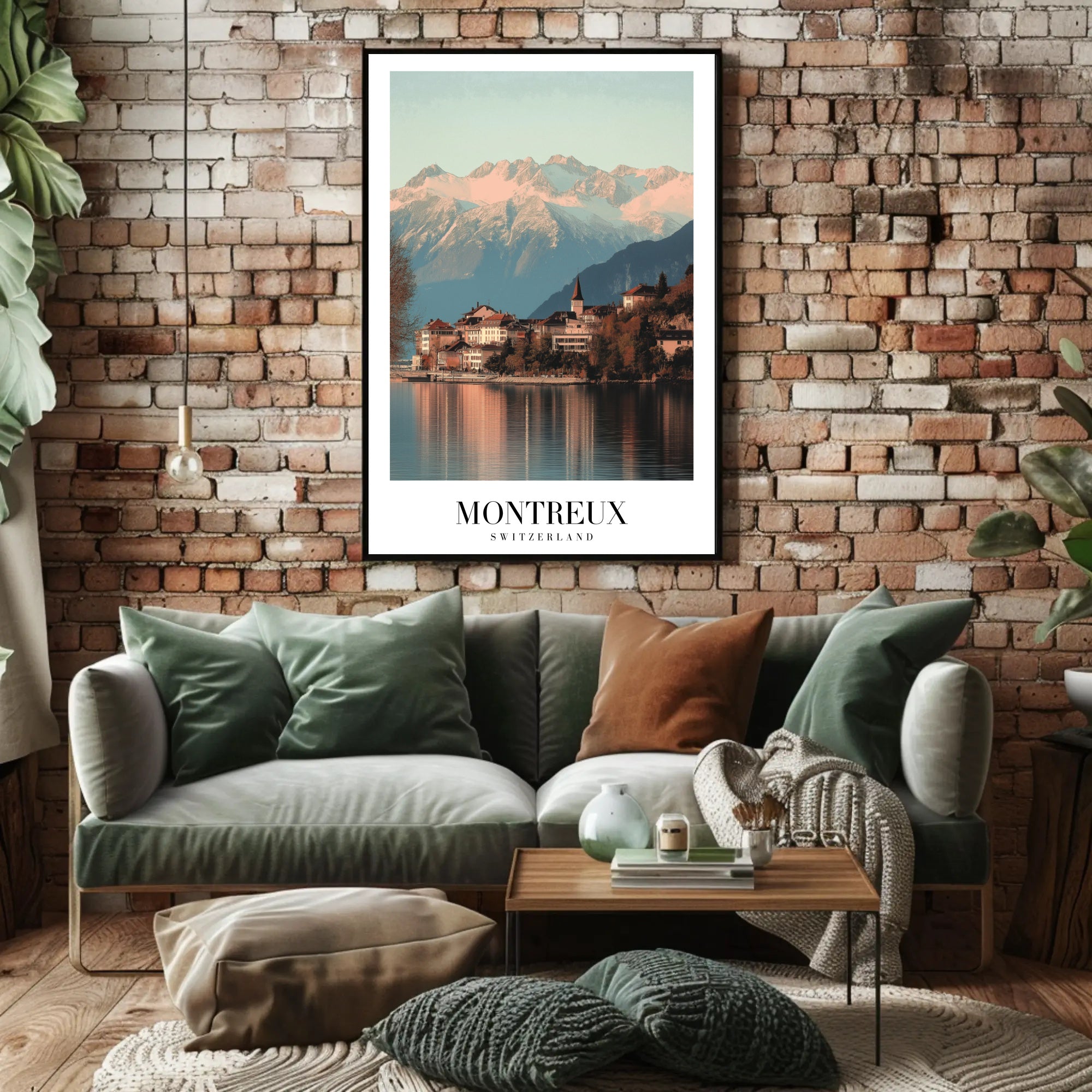 Montreux Switzerland Travel Poster with Scenic Alpine Beauty PosterGoat