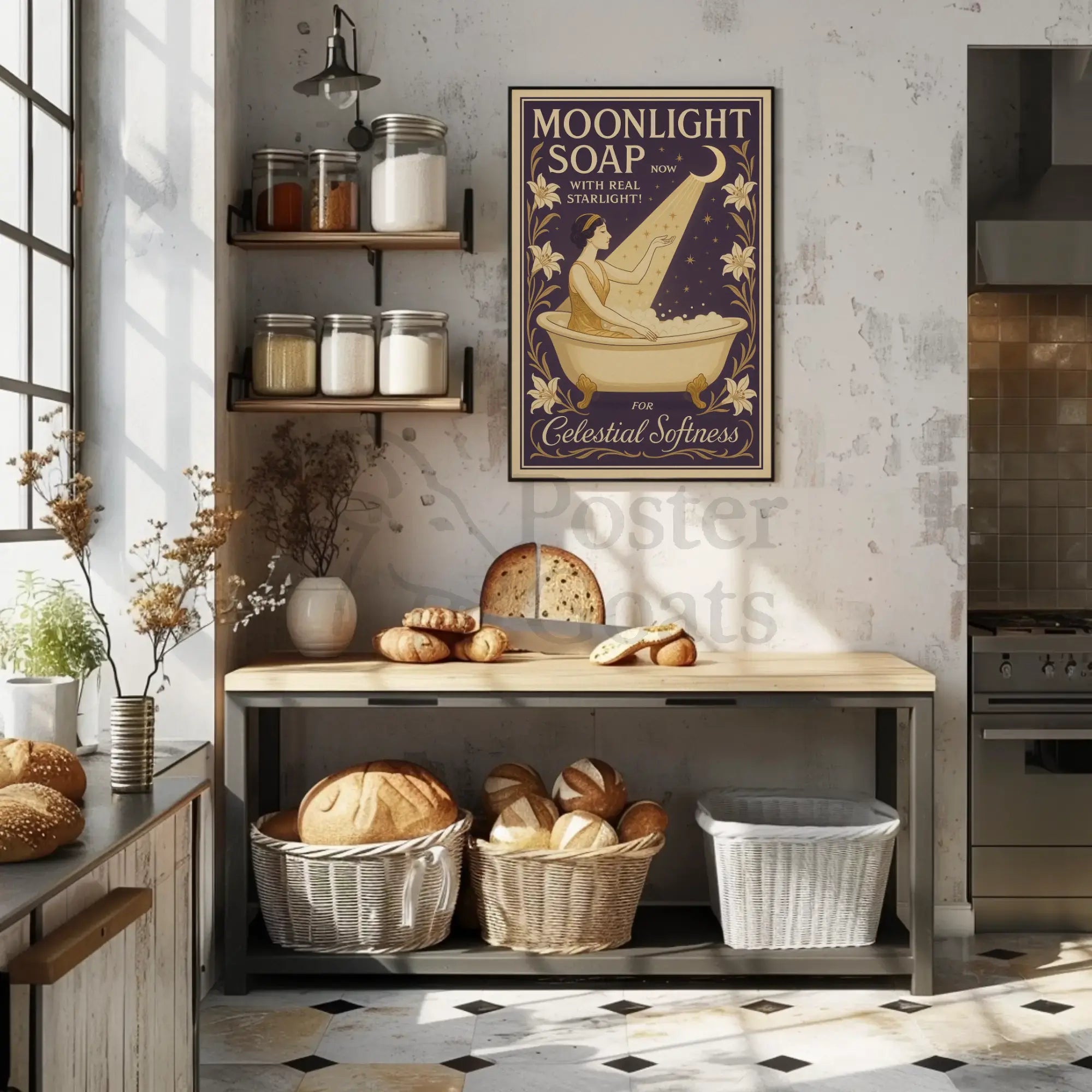 Moonlight Soap Art Nouveau Vintage Advertisement Poster PosterGoat