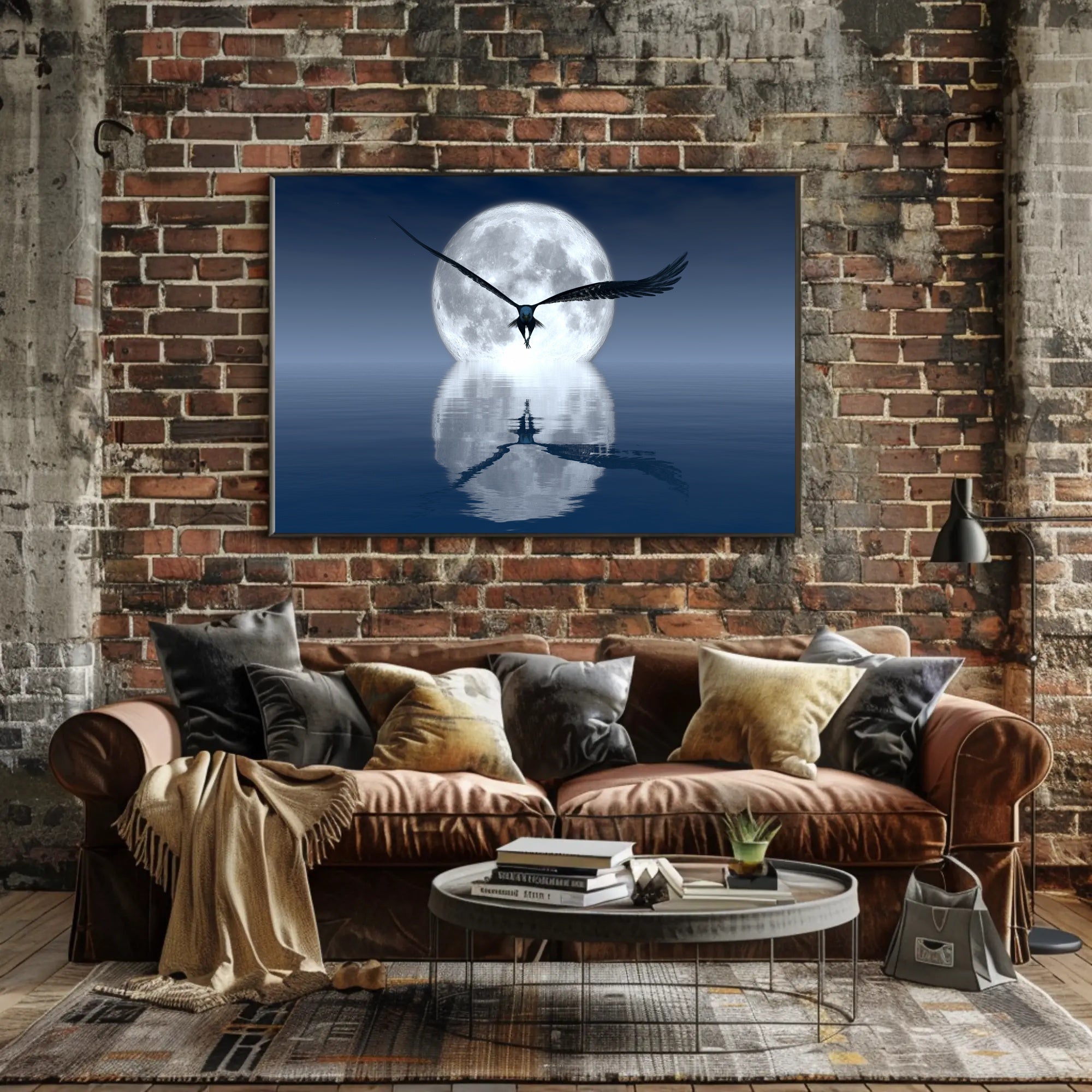 Moonlit Flight Over Majestic Landscape Animal Poster PosterGoat