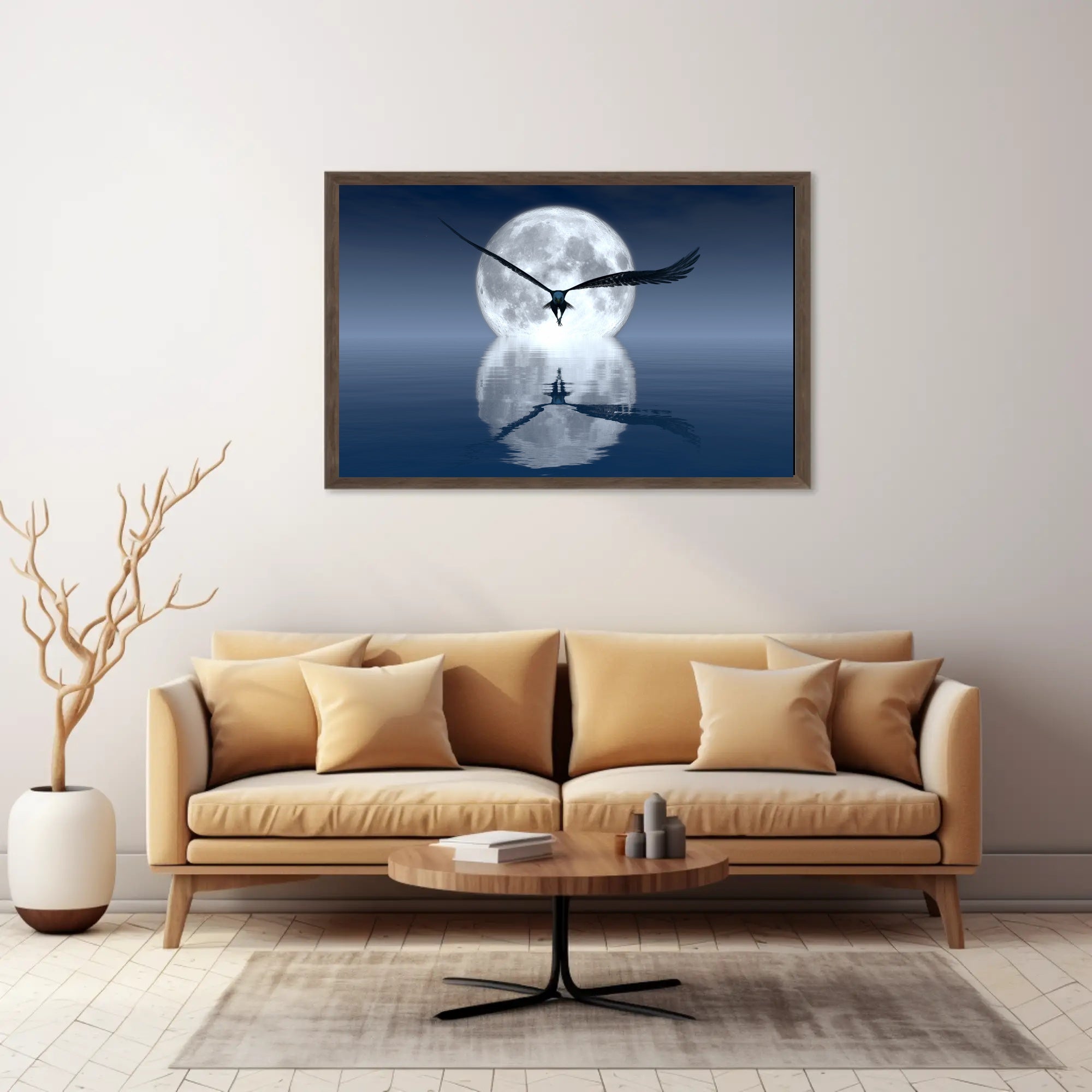 Moonlit Flight Over Majestic Landscape Animal Poster PosterGoat