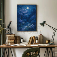 Moonlit Serenity: Artistic Impressionist Nature Scene Poster PosterGoat