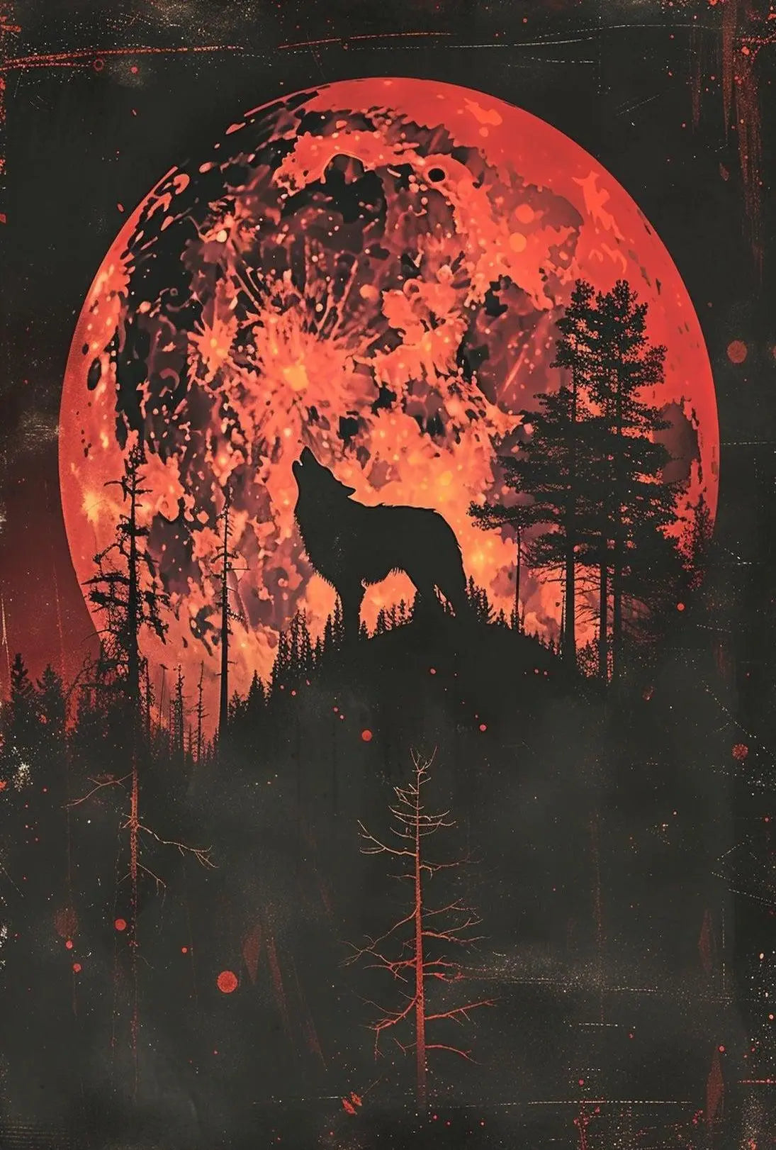Moonlit Wolf: Mythical Forest Scene Animal Poster PosterGoat