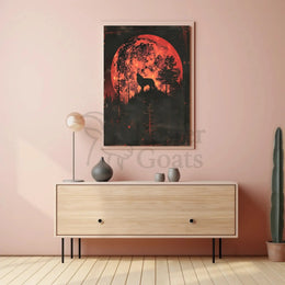 Moonlit Wolf: Mythical Forest Scene Animal Poster PosterGoat