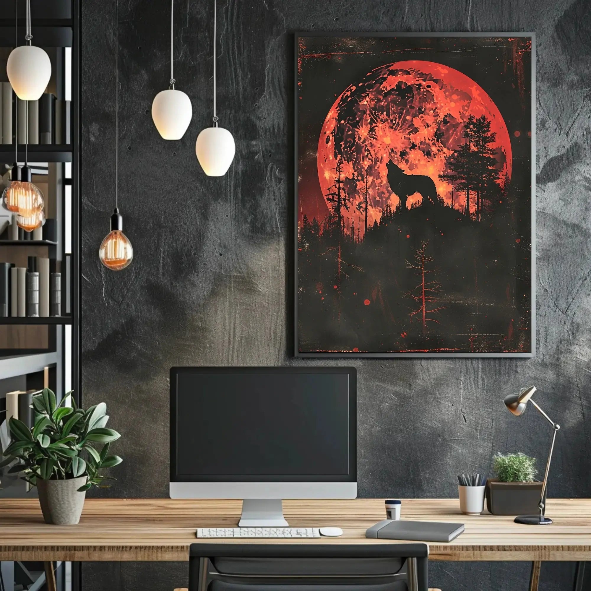 Moonlit Wolf: Mythical Forest Scene Animal Poster PosterGoat