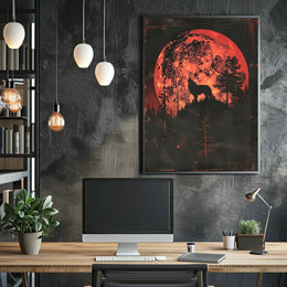 Moonlit Wolf: Mythical Forest Scene Animal Poster PosterGoat