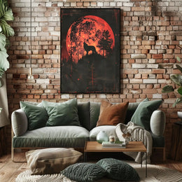 Moonlit Wolf: Mythical Forest Scene Animal Poster PosterGoat