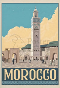 Moroccan Mosque Vintage Travel Advertisement Poster PosterGoat