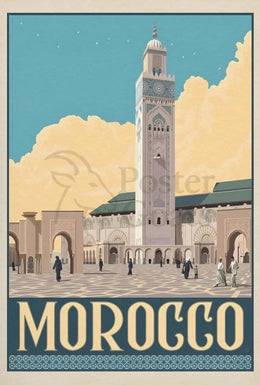 Moroccan Mosque Vintage Travel Advertisement Poster PosterGoat