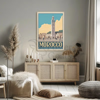 Moroccan Mosque Vintage Travel Advertisement Poster PosterGoat