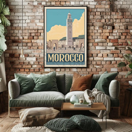 Moroccan Mosque Vintage Travel Advertisement Poster PosterGoat
