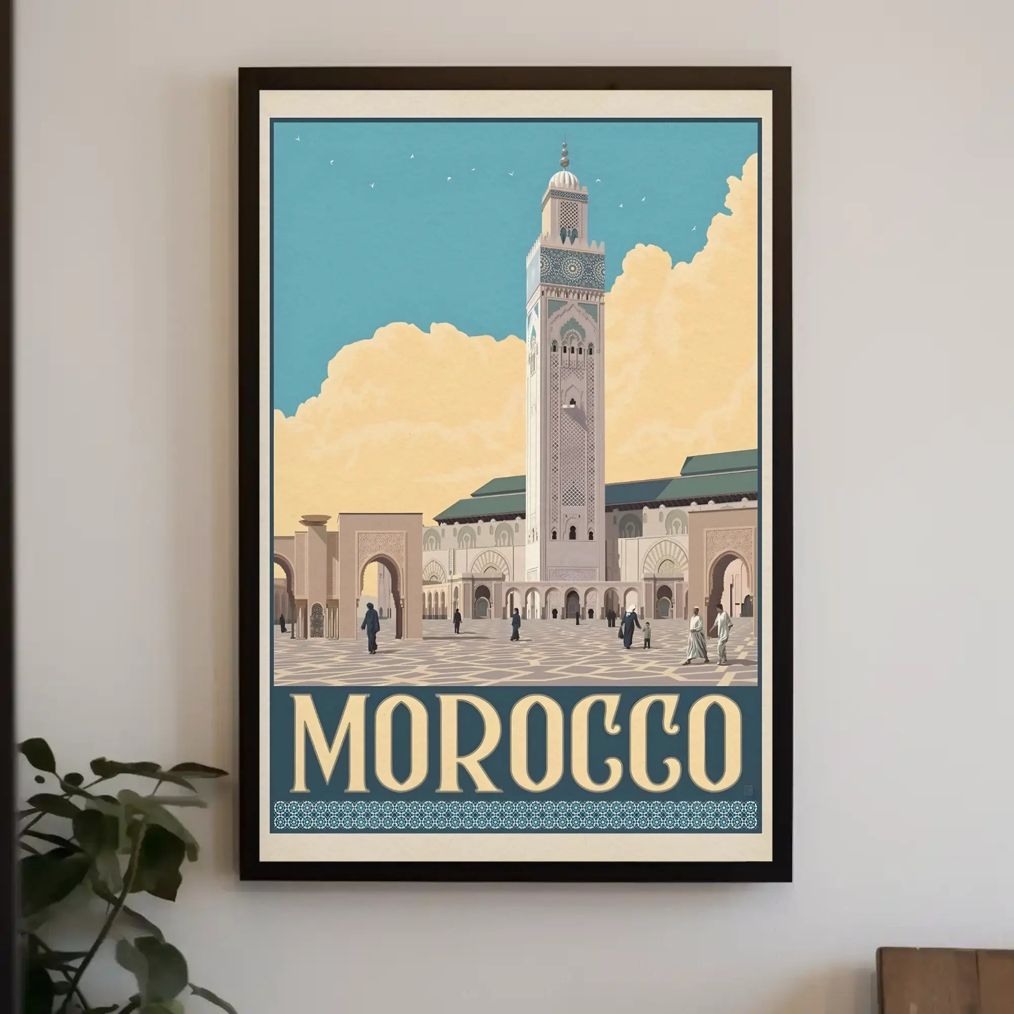 Moroccan Mosque Vintage Travel Advertisement Poster PosterGoat