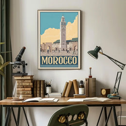 Moroccan Mosque Vintage Travel Advertisement Poster PosterGoat