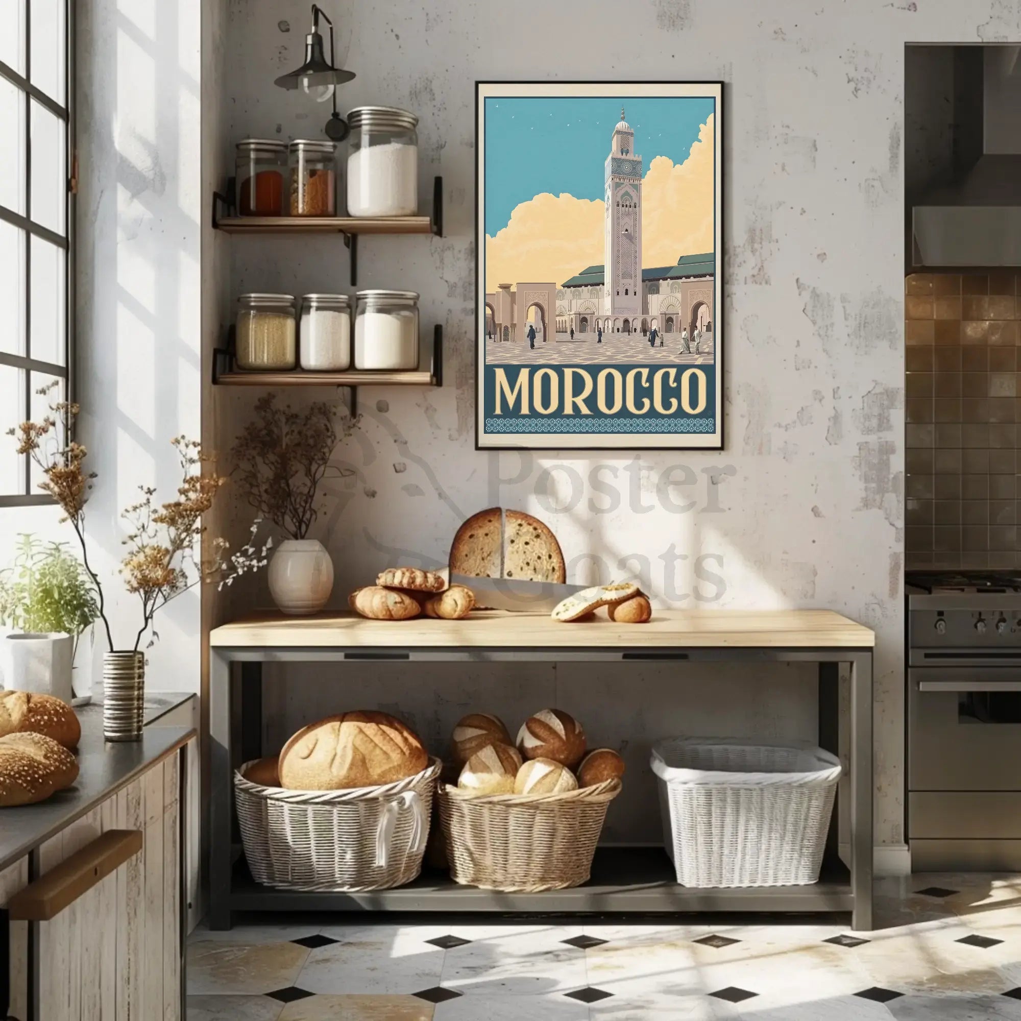Moroccan Mosque Vintage Travel Advertisement Poster PosterGoat