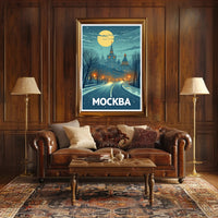 Moscow Night View Vintage Travel Poster PosterGoat