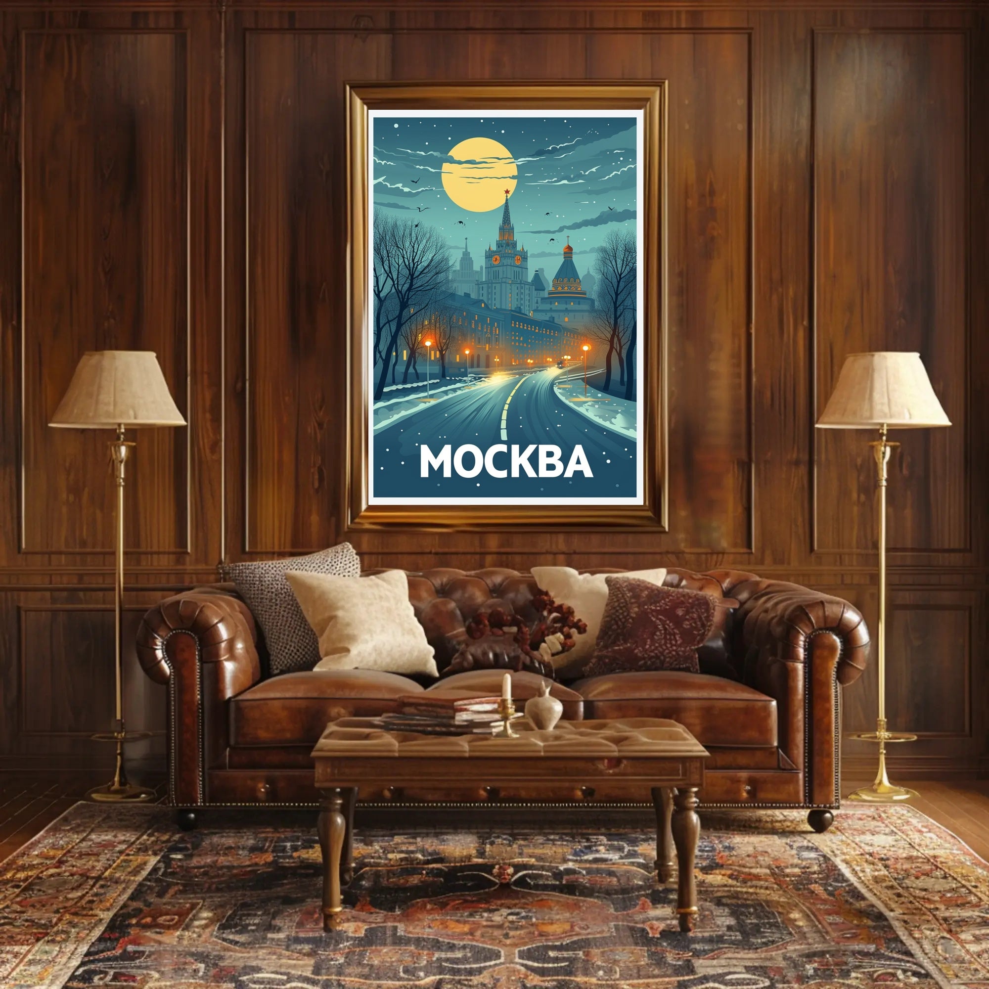Moscow Night View Vintage Travel Poster PosterGoat