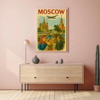 Moscow Retro Travel Art with Iconic Landmarks Travel Poster PosterGoat