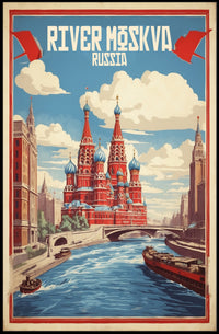 Moscow River: Vintage Artistry Cultural or Heritage Poster PosterGoat