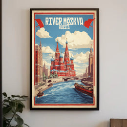 Moscow River: Vintage Artistry Cultural or Heritage Poster PosterGoat