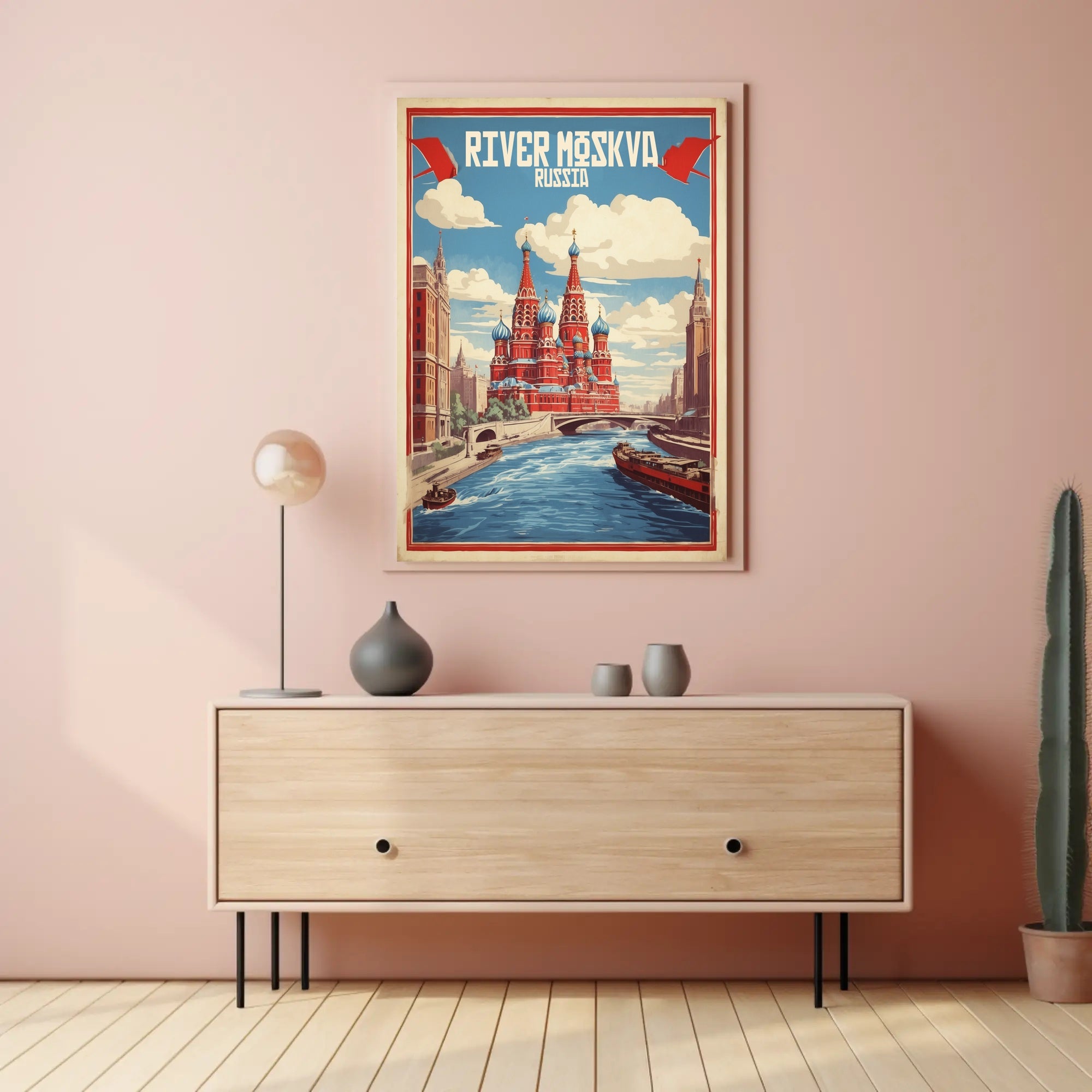 Moscow River: Vintage Artistry Cultural or Heritage Poster PosterGoat