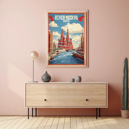 Moscow River: Vintage Artistry Cultural or Heritage Poster PosterGoat
