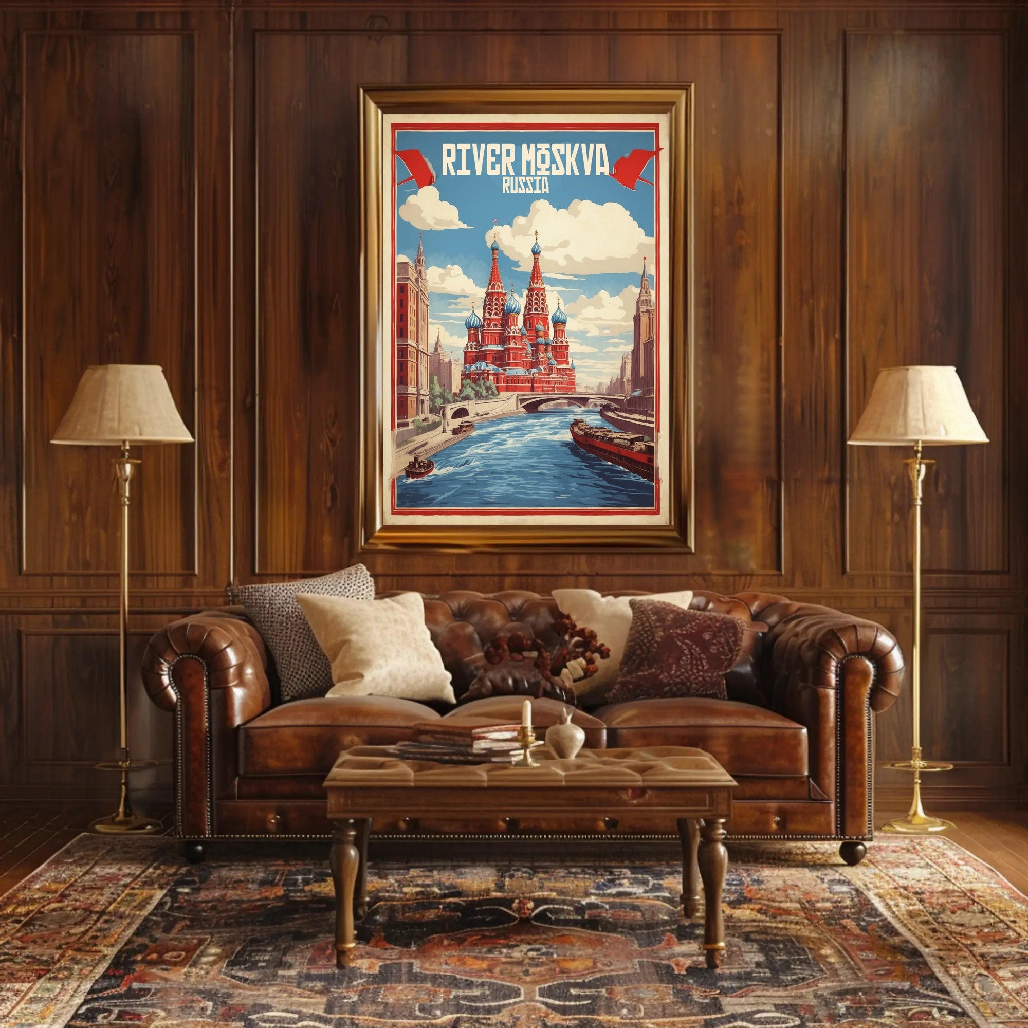Moscow River: Vintage Artistry Cultural or Heritage Poster PosterGoat