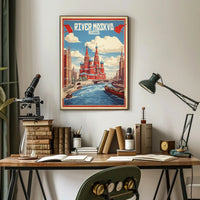 Moscow River: Vintage Artistry Cultural or Heritage Poster PosterGoat