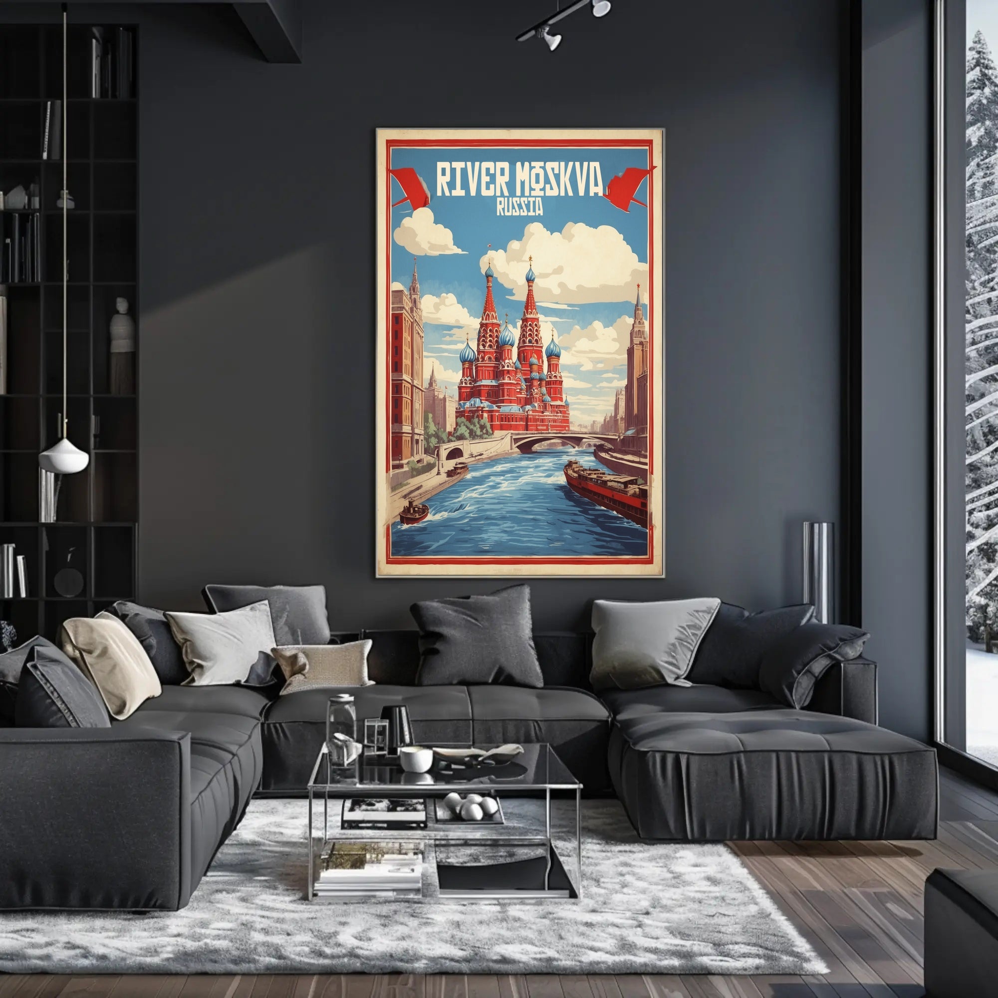 Moscow River: Vintage Artistry Cultural or Heritage Poster PosterGoat