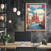 Moscow River: Vintage Artistry Cultural or Heritage Poster PosterGoat