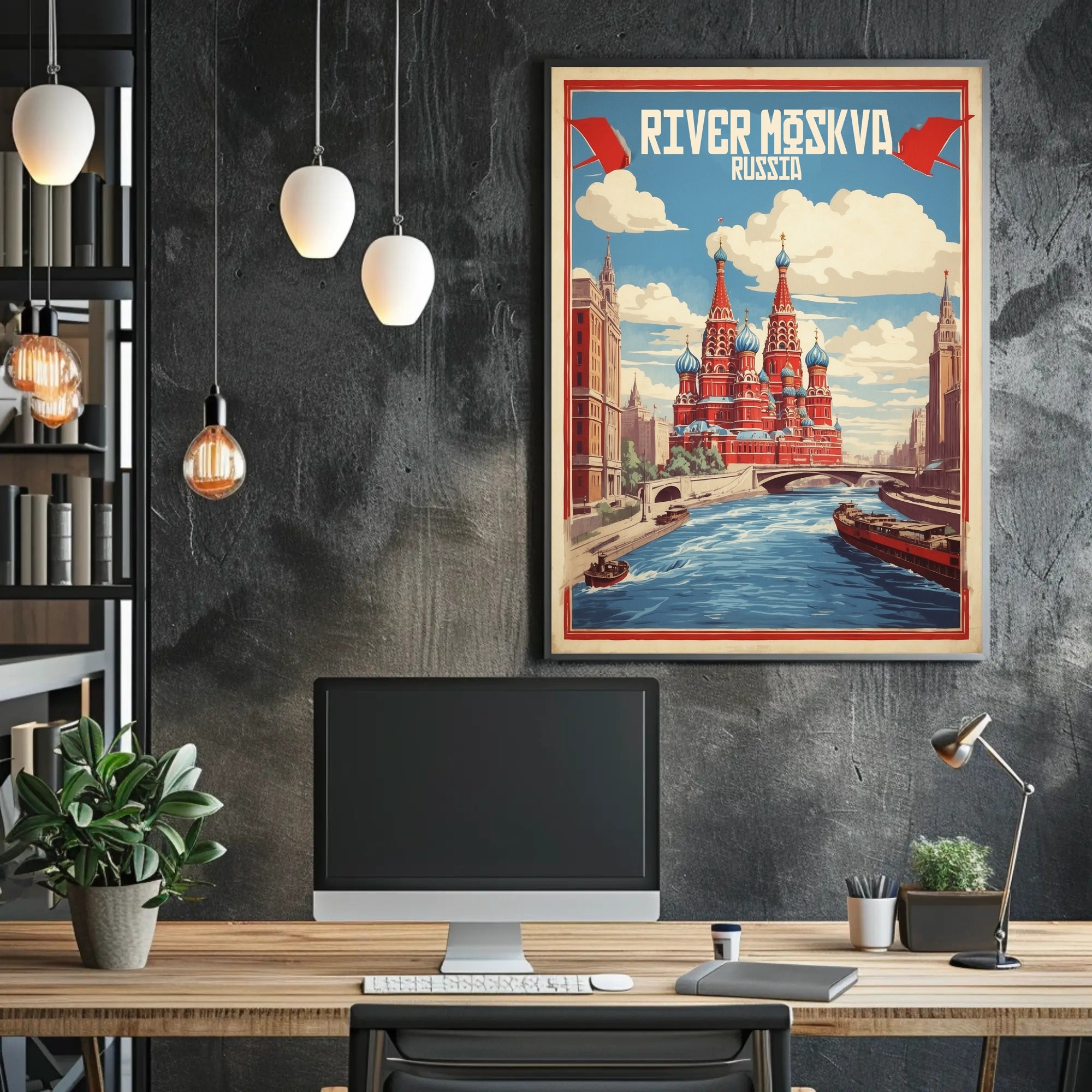 Moscow River: Vintage Artistry Cultural or Heritage Poster PosterGoat
