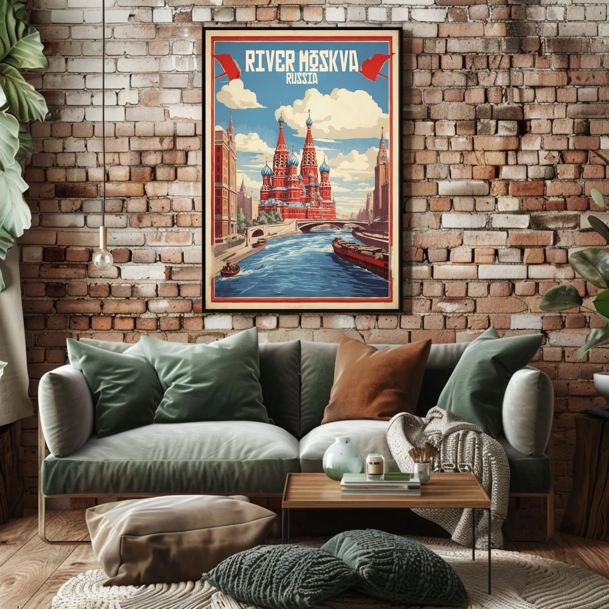 Moscow River: Vintage Artistry Cultural or Heritage Poster PosterGoat