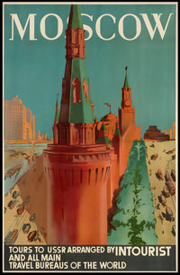 Moscow Soviet Era Intourist Travel Vintage Poster PosterGoat