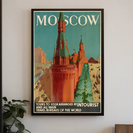 Moscow Soviet Era Intourist Travel Vintage Poster PosterGoat