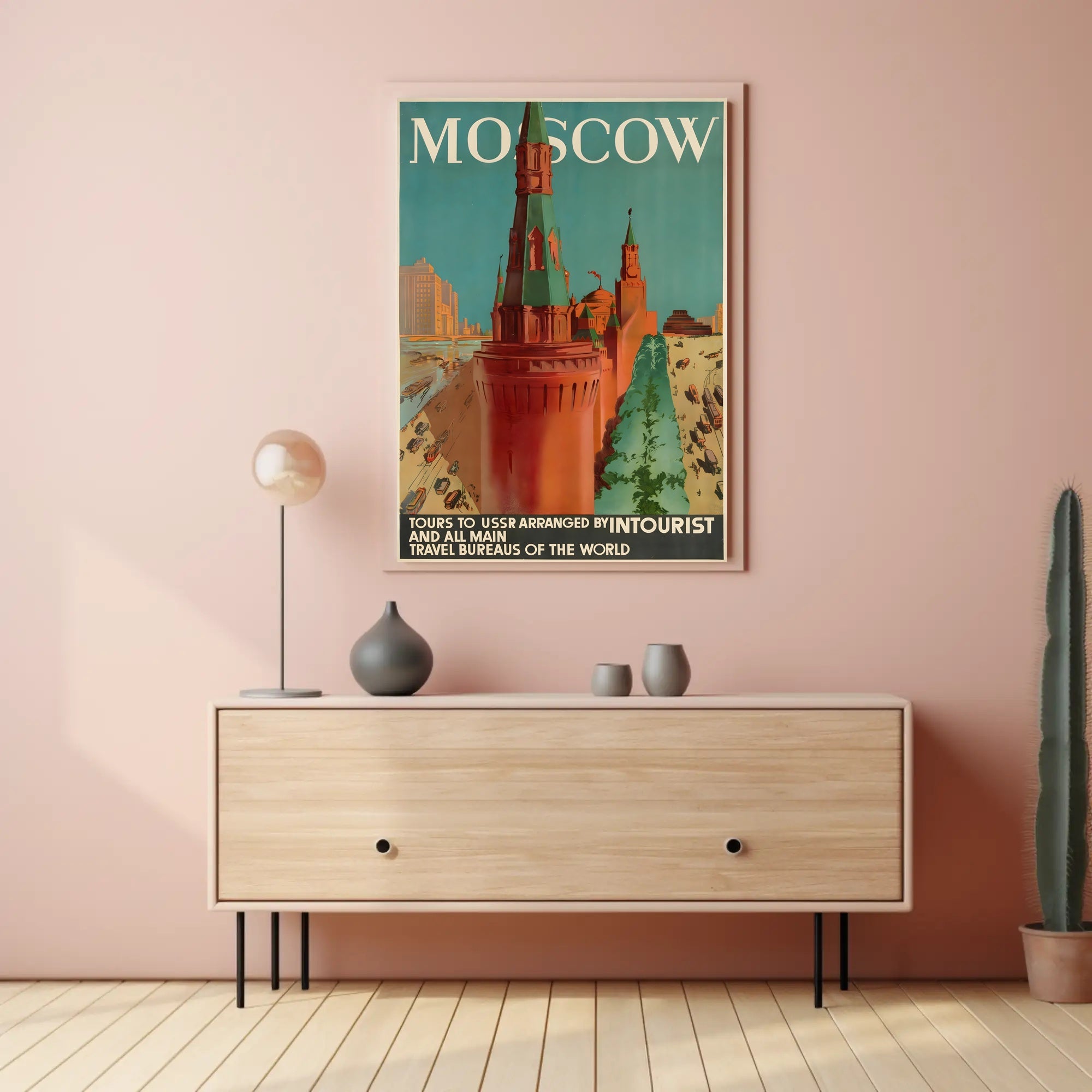 Moscow Soviet Era Intourist Travel Vintage Poster PosterGoat