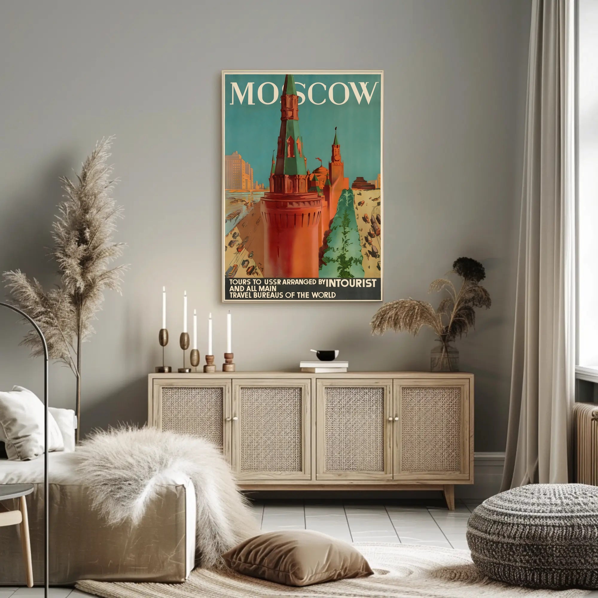 Moscow Soviet Era Intourist Travel Vintage Poster PosterGoat