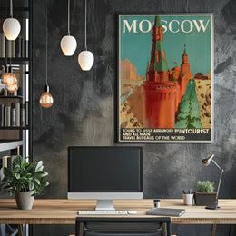 Moscow Soviet Era Intourist Travel Vintage Poster PosterGoat