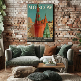 Moscow Soviet Era Intourist Travel Vintage Poster PosterGoat