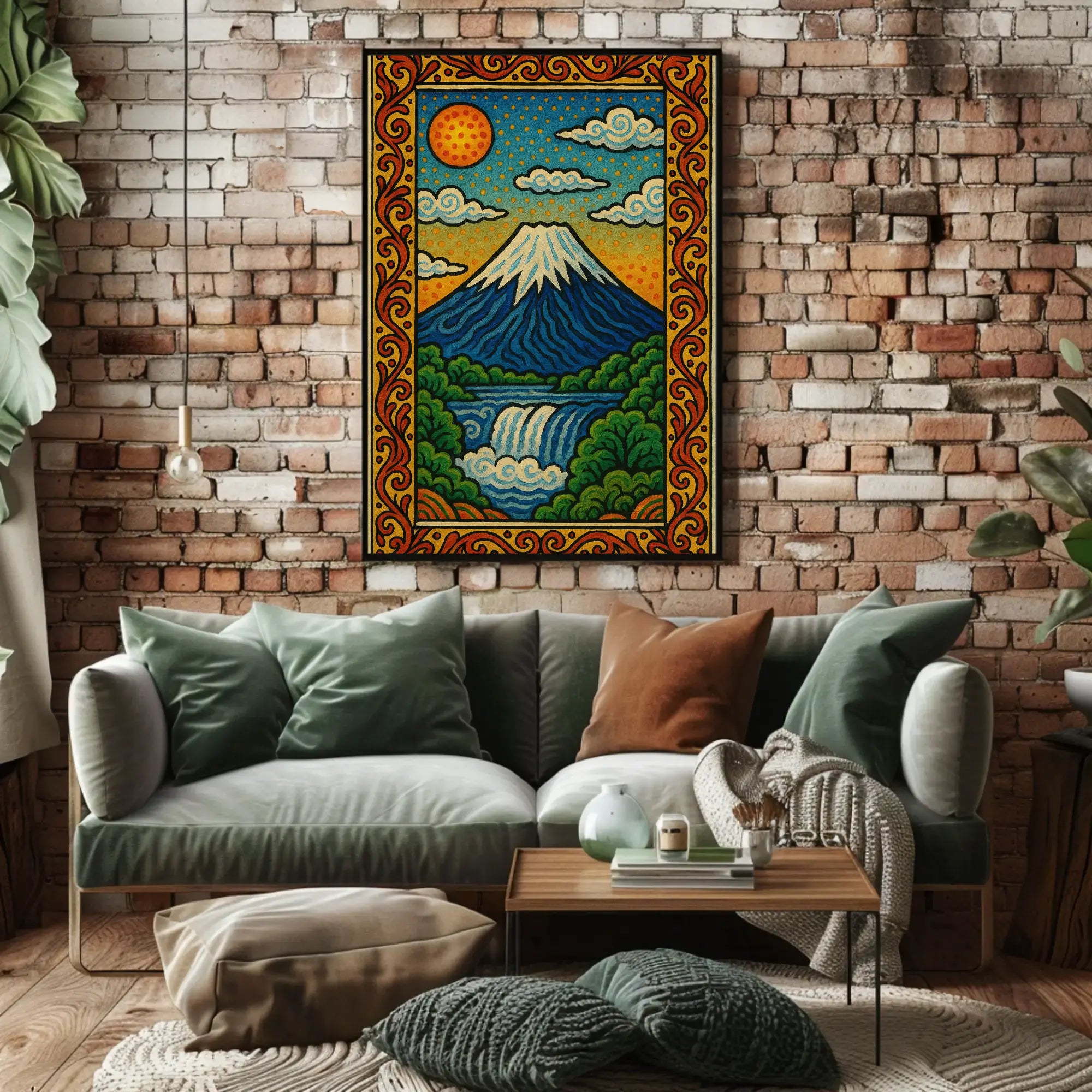 Mount Fuji Inspired Vibrant Landscape Art Poster PosterGoat