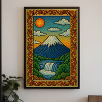 Mount Fuji Inspired Vibrant Landscape Art Poster PosterGoat