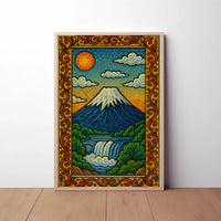 Mount Fuji Inspired Vibrant Landscape Art Poster PosterGoat