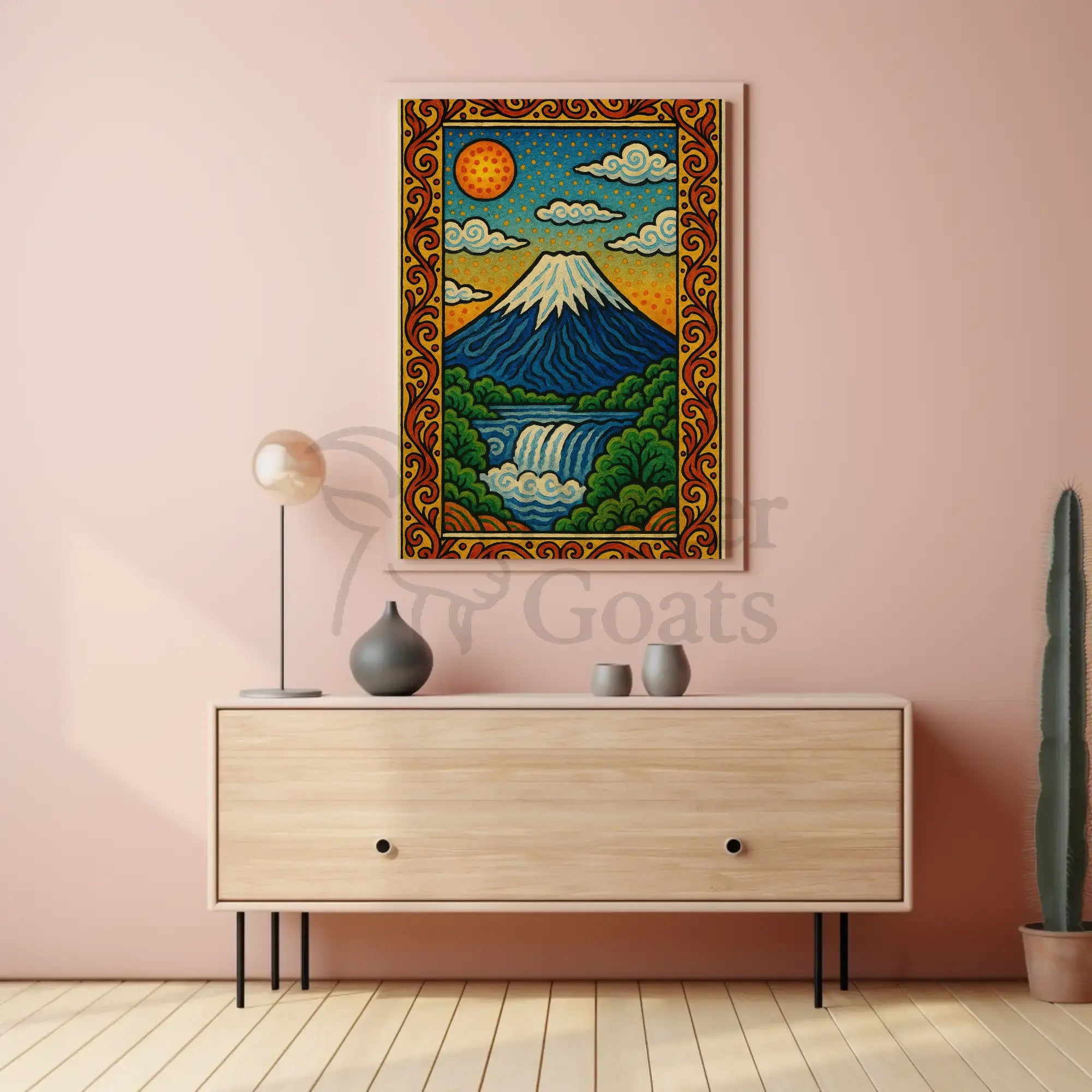 Mount Fuji Inspired Vibrant Landscape Art Poster PosterGoat